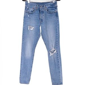 LEVIS PREMIUM 501 S Skinny Distressed Button Fly Jeans 100% Cotton W26‎ L32